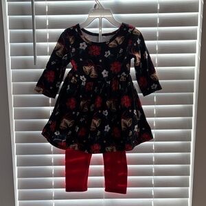 Floral Dress with Red Leggings
